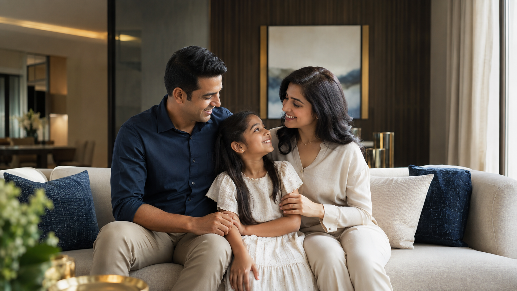 A family spending time together at home